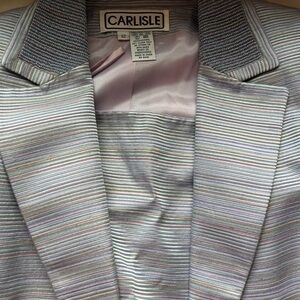 Carlisle 2 piece Blazer & Tunic Women’s Size 12 Striped Beaded Collar on Jacketl
